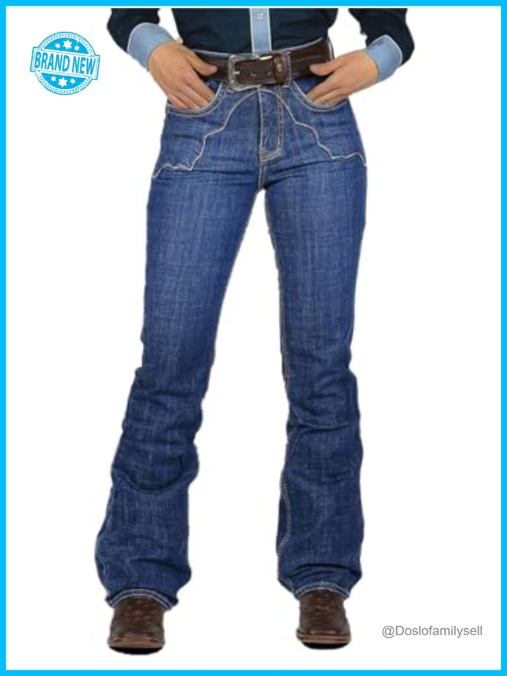 High Waist Bootcut Jeans Stretch Denim Five Pocket Vintage Style